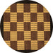 Round Machine Washable Checkered Brown Modern Rug, wshabs1531brn