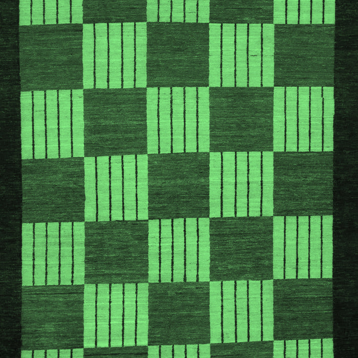 Machine Washable Checkered Emerald Green Modern Area Rugs, wshabs1531emgrn