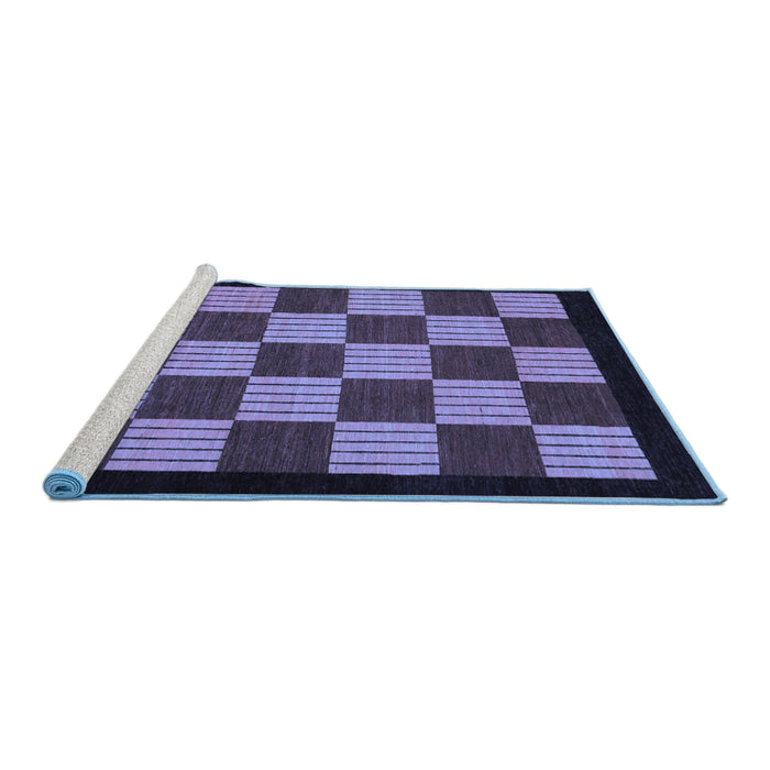 Sideview of Machine Washable Checkered Blue Modern Rug, wshabs1531blu
