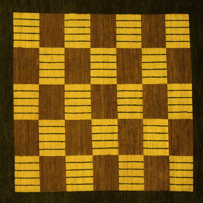 Square Machine Washable Checkered Yellow Modern Rug, wshabs1531yw