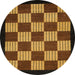 Round Abstract Red Checkered Rug, abs1531