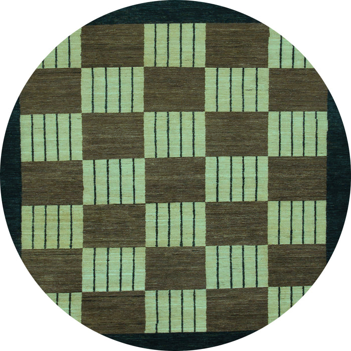 Round Checkered Light Blue Modern Rug, abs1531lblu