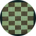 Round Checkered Light Blue Modern Rug, abs1531lblu