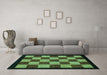 Machine Washable Checkered Turquoise Modern Area Rugs in a Living Room,, wshabs1531turq