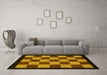 Machine Washable Checkered Yellow Modern Rug in a Living Room, wshabs1531yw