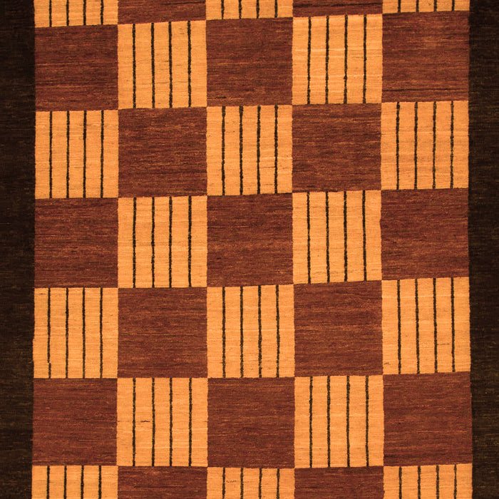 Machine Washable Checkered Orange Modern Area Rugs, wshabs1531org