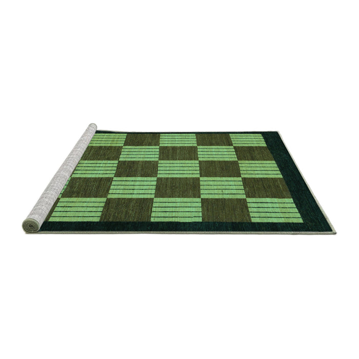 Sideview of Machine Washable Checkered Turquoise Modern Area Rugs, wshabs1531turq