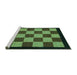 Sideview of Machine Washable Checkered Turquoise Modern Area Rugs, wshabs1531turq
