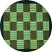 Round Checkered Turquoise Modern Rug, abs1531turq