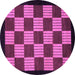 Round Checkered Purple Modern Rug, abs1531pur