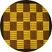 Round Checkered Yellow Modern Rug, abs1531yw