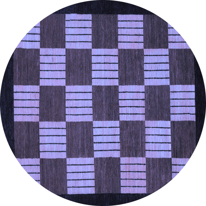 Round Checkered Blue Modern Rug, abs1531blu