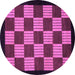 Round Machine Washable Checkered Purple Modern Area Rugs, wshabs1531pur