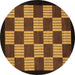 Round Checkered Brown Modern Rug, abs1531brn