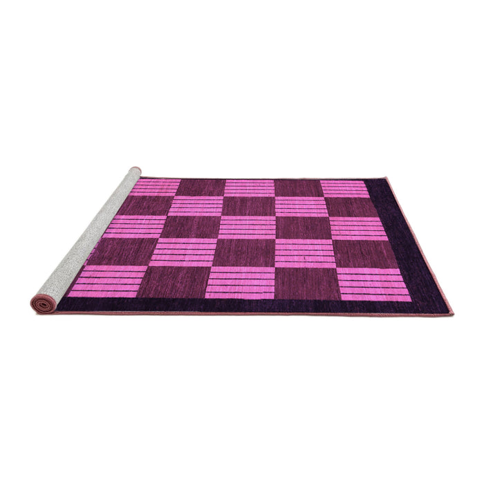 Sideview of Machine Washable Checkered Purple Modern Area Rugs, wshabs1531pur