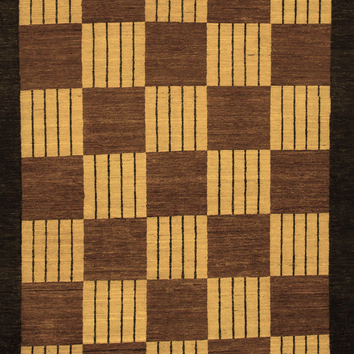 Machine Washable Checkered Brown Modern Rug, wshabs1531brn