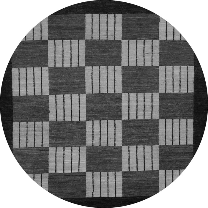 Round Checkered Gray Modern Rug, abs1531gry
