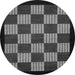 Round Checkered Gray Modern Rug, abs1531gry