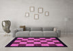 Machine Washable Checkered Purple Modern Area Rugs in a Living Room, wshabs1531pur