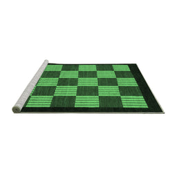Sideview of Machine Washable Checkered Emerald Green Modern Area Rugs, wshabs1531emgrn