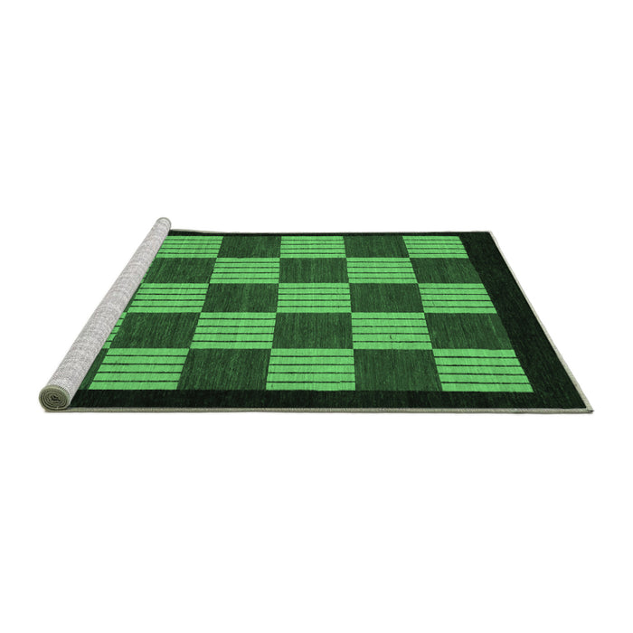 Sideview of Machine Washable Checkered Emerald Green Modern Area Rugs, wshabs1531emgrn