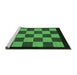 Sideview of Machine Washable Checkered Emerald Green Modern Area Rugs, wshabs1531emgrn