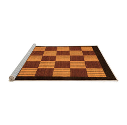 Sideview of Machine Washable Checkered Orange Modern Area Rugs, wshabs1531org