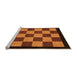 Sideview of Machine Washable Checkered Orange Modern Area Rugs, wshabs1531org