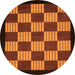 Round Machine Washable Checkered Orange Modern Area Rugs, wshabs1531org