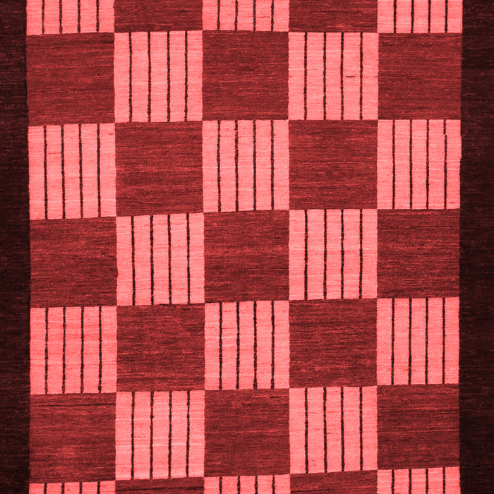 Machine Washable Checkered Red Modern Rug, wshabs1531red
