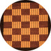 Round Checkered Orange Modern Rug, abs1531org