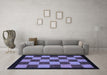 Machine Washable Checkered Blue Modern Rug in a Living Room, wshabs1531blu