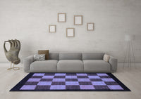 Machine Washable Checkered Blue Modern Rug, wshabs1531blu