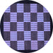 Round Machine Washable Checkered Blue Modern Rug, wshabs1531blu