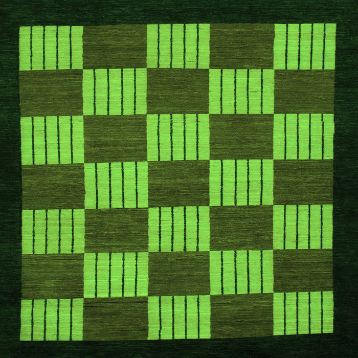 Square Checkered Green Modern Rug, abs1531grn