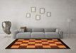 Machine Washable Checkered Orange Modern Area Rugs in a Living Room, wshabs1531org