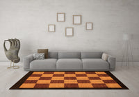 Machine Washable Checkered Orange Modern Rug, wshabs1531org