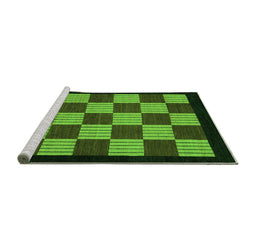 Sideview of Machine Washable Checkered Green Modern Area Rugs, wshabs1531grn