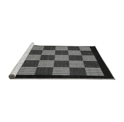Sideview of Machine Washable Checkered Gray Modern Rug, wshabs1531gry