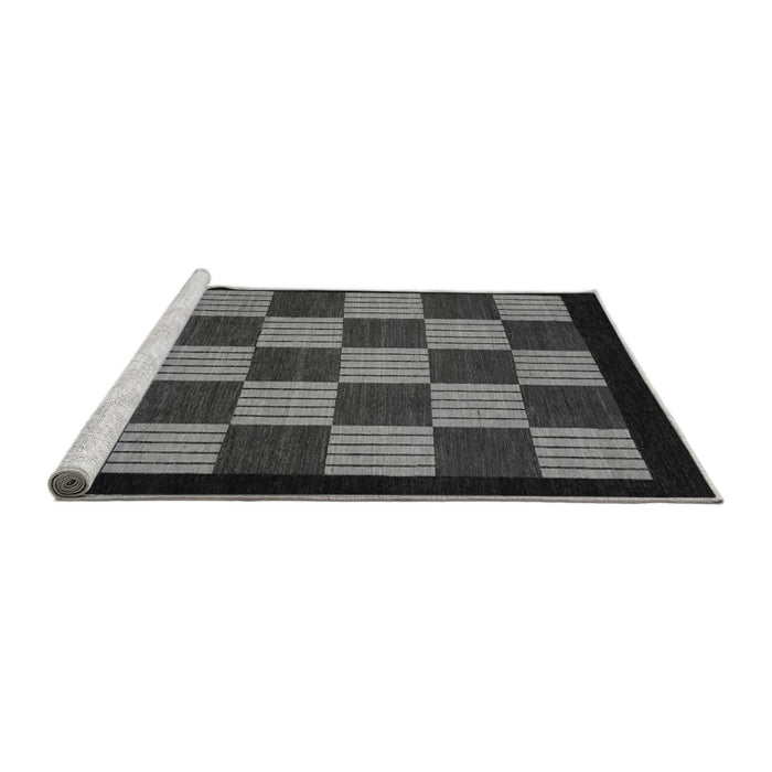 Sideview of Machine Washable Checkered Gray Modern Rug, wshabs1531gry