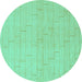 Round Solid Turquoise Modern Rug, abs1532turq