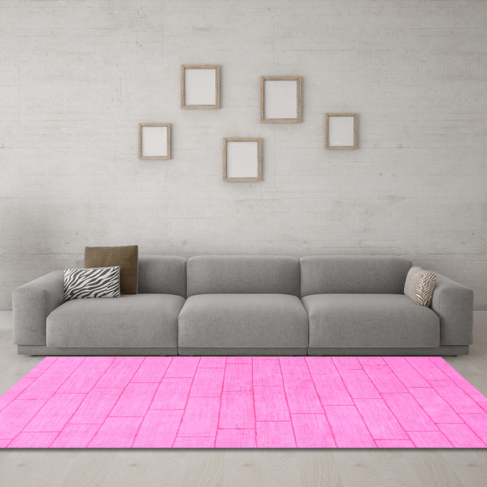 Machine Washable Solid Pink Modern Rug in a Living Room, wshabs1532pnk