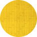 Round Machine Washable Solid Yellow Modern Rug, wshabs1532yw