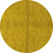 Round Machine Washable Abstract Yellow Modern Rug, wshabs1533yw