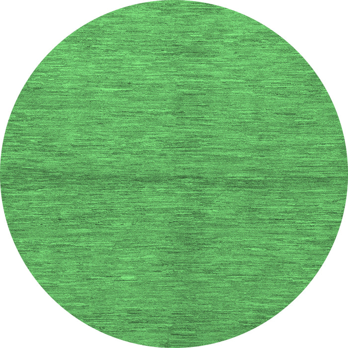 Round Machine Washable Abstract Emerald Green Modern Area Rugs, wshabs1533emgrn