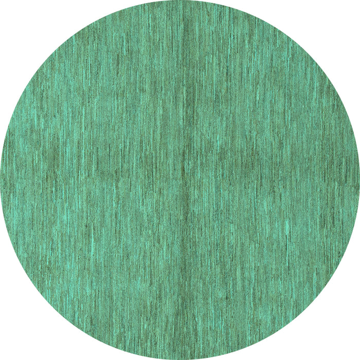 Round Machine Washable Abstract Turquoise Modern Area Rugs, wshabs1533turq