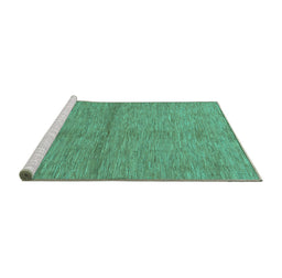 Sideview of Machine Washable Abstract Turquoise Modern Area Rugs, wshabs1533turq