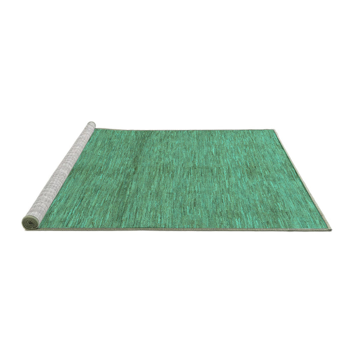Sideview of Machine Washable Abstract Turquoise Modern Area Rugs, wshabs1533turq