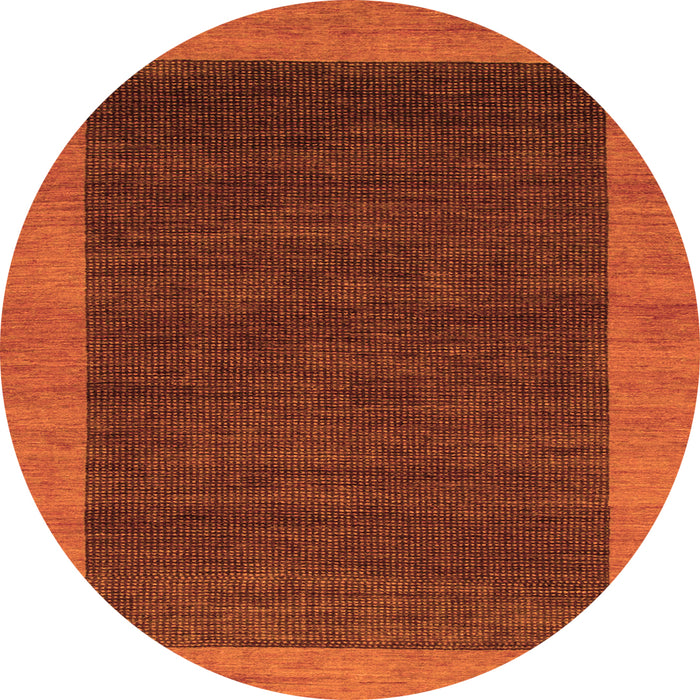 Round Machine Washable Abstract Orange Modern Area Rugs, wshabs1534org