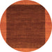 Round Machine Washable Abstract Orange Modern Area Rugs, wshabs1534org